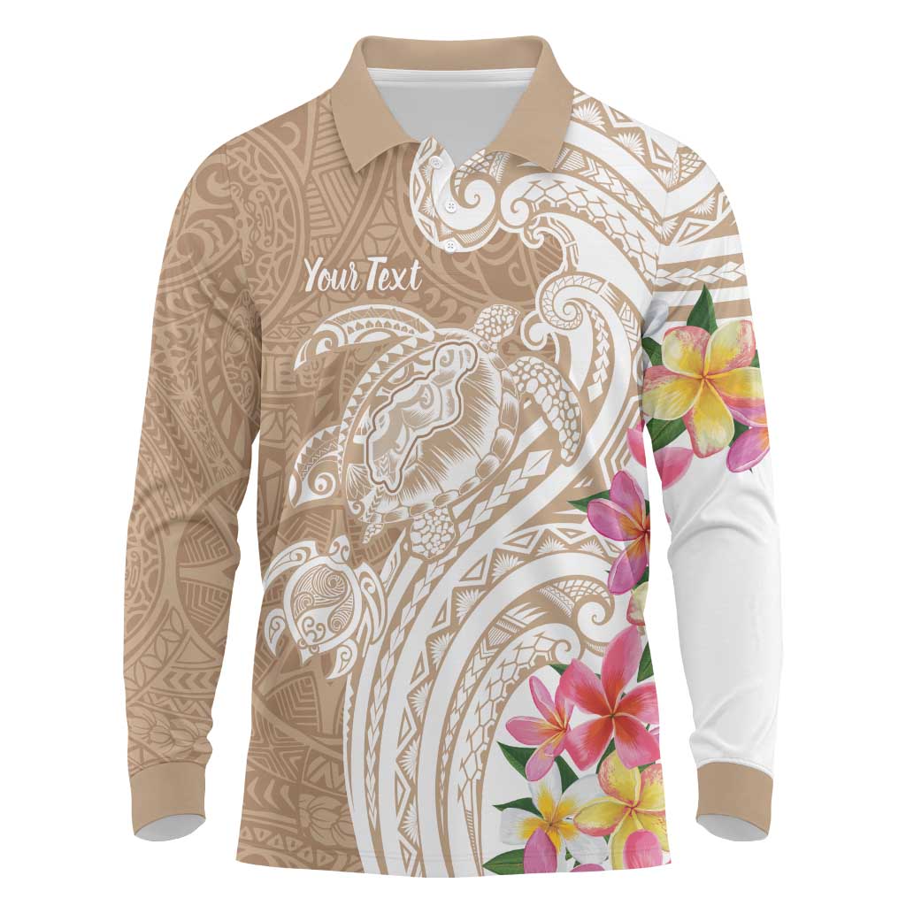 Aloha Ni’ihau Island Personalized Long Sleeve Polo Shirt Beige Dreamy Turtle