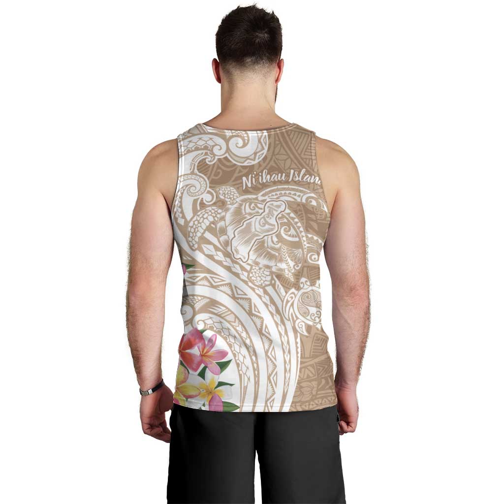 Aloha Niihau Island Personalized Men Tank Top Beige Dreamy Turtle LT7 - Polynesian Pride