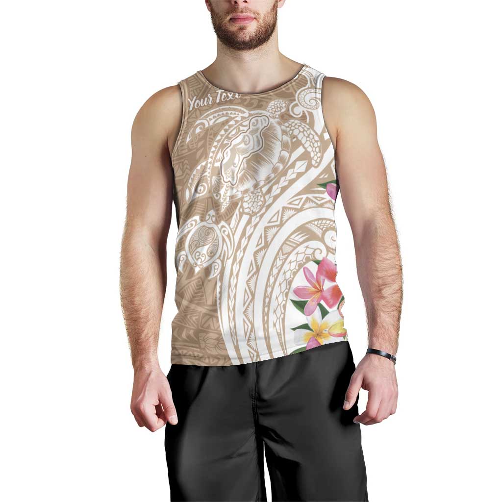 Aloha Niihau Island Personalized Men Tank Top Beige Dreamy Turtle LT7 - Polynesian Pride