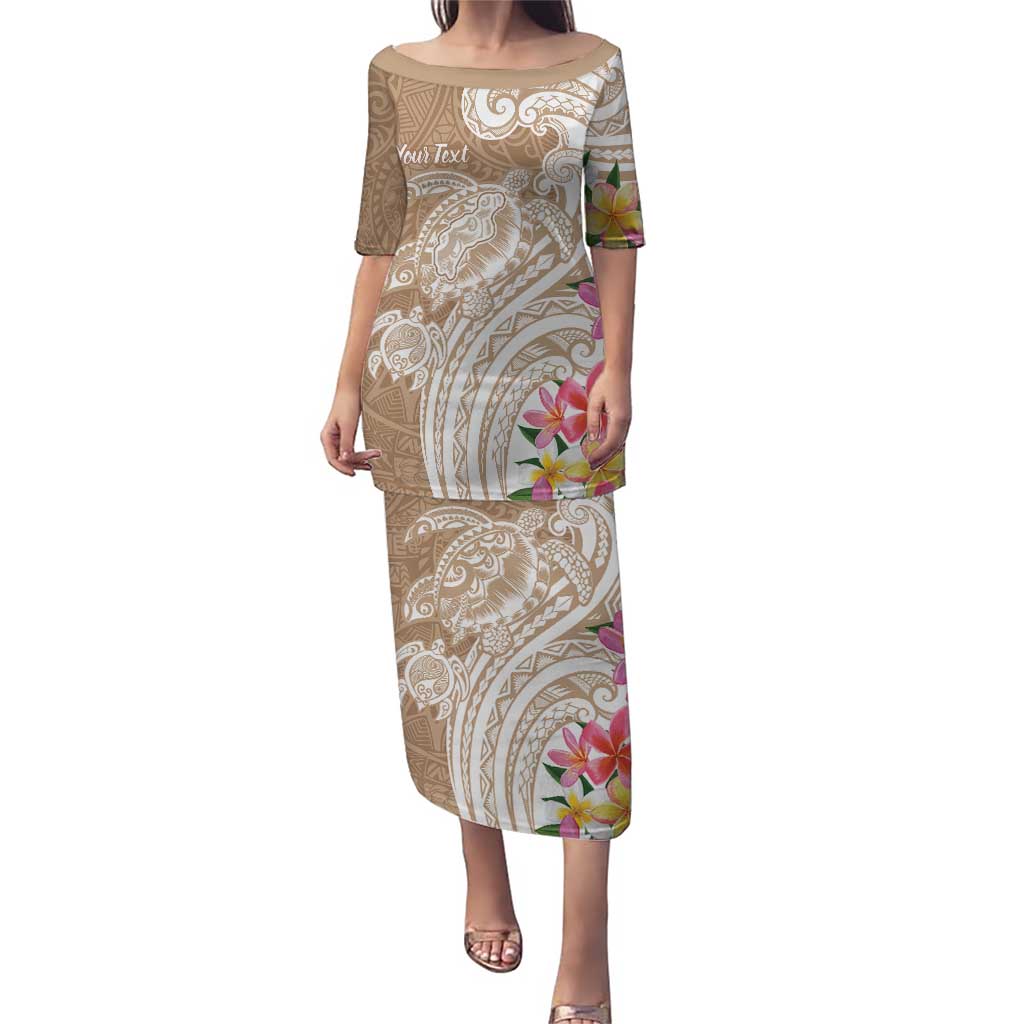 Aloha Ni’ihau Island Personalized Puletasi Beige Dreamy Turtle