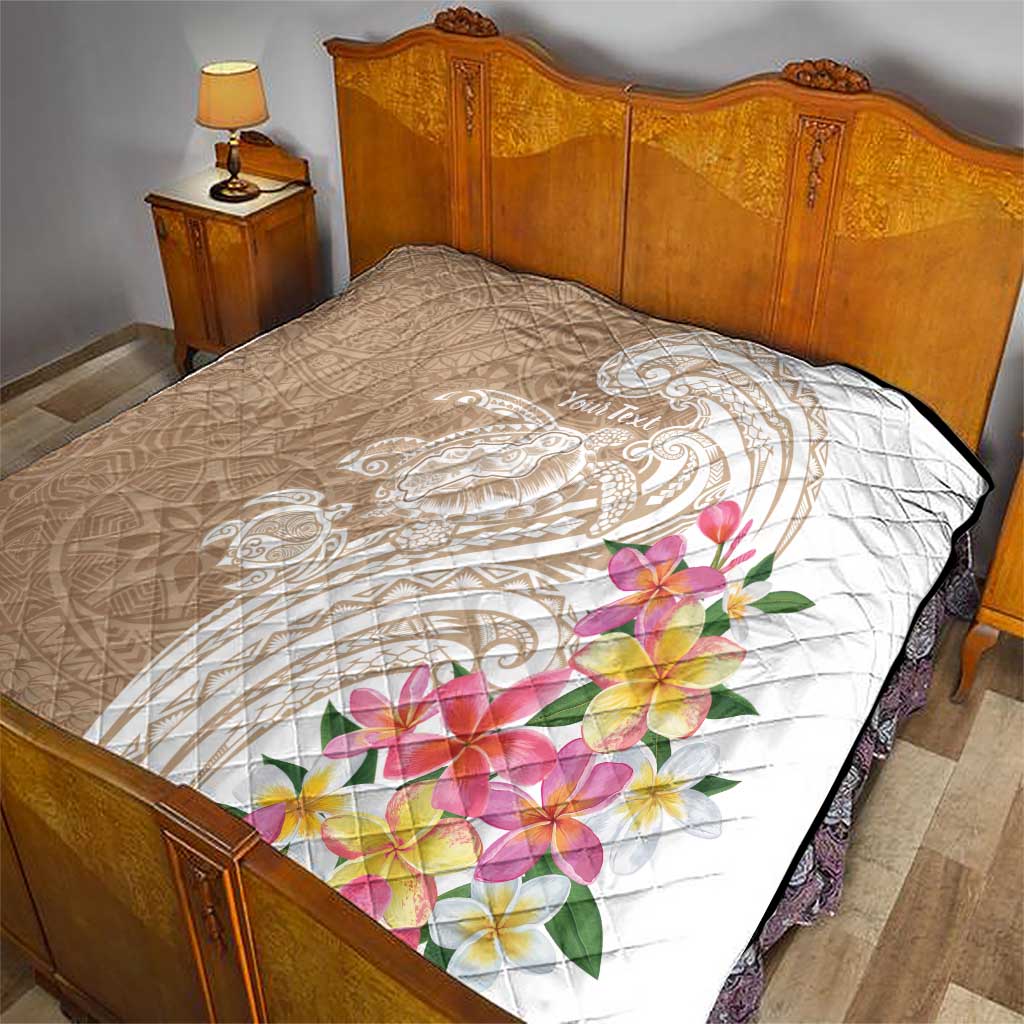 Aloha Ni’ihau Island Personalized Quilt Beige Dreamy Turtle