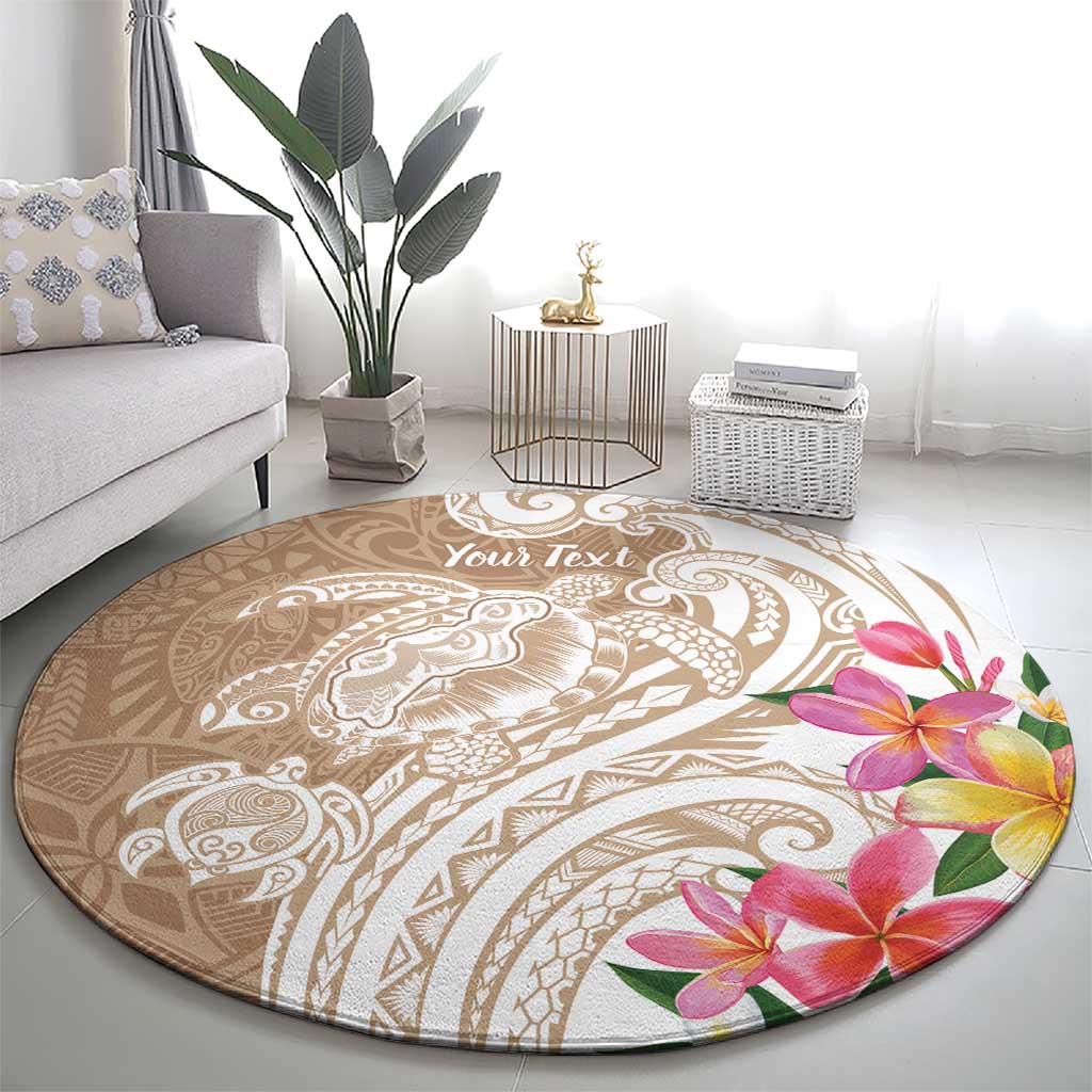 Aloha Ni’ihau Island Personalized Round Carpet Beige Dreamy Turtle