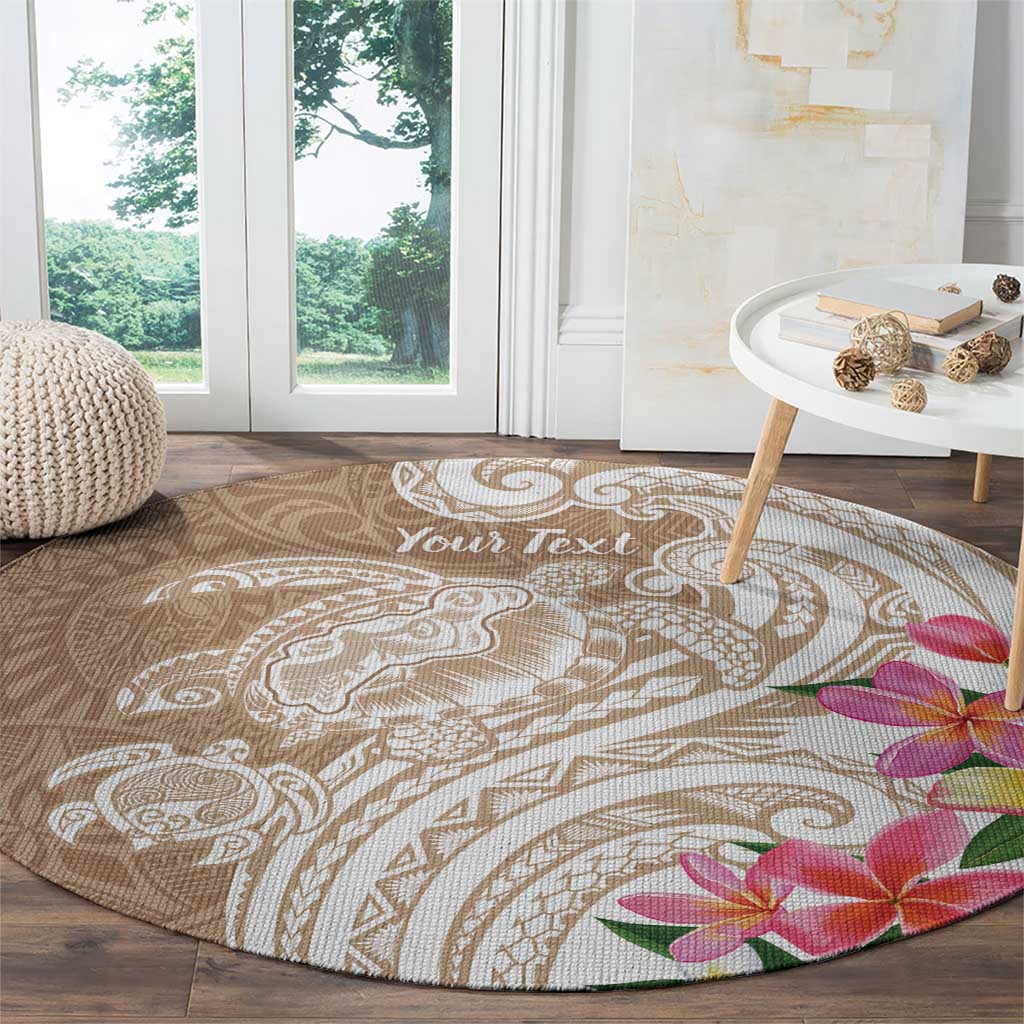 Aloha Ni’ihau Island Personalized Round Carpet Beige Dreamy Turtle