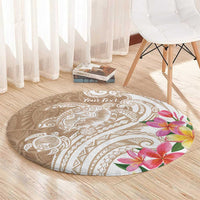 Aloha Ni’ihau Island Personalized Round Carpet Beige Dreamy Turtle