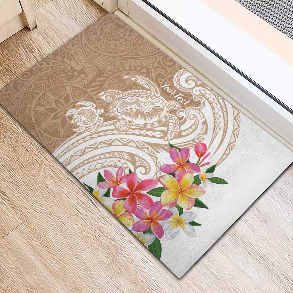 Aloha Niihau Island Personalized Rubber Doormat Beige Dreamy Turtle LT7 - Polynesian Pride