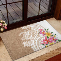 Aloha Niihau Island Personalized Rubber Doormat Beige Dreamy Turtle LT7 - Polynesian Pride