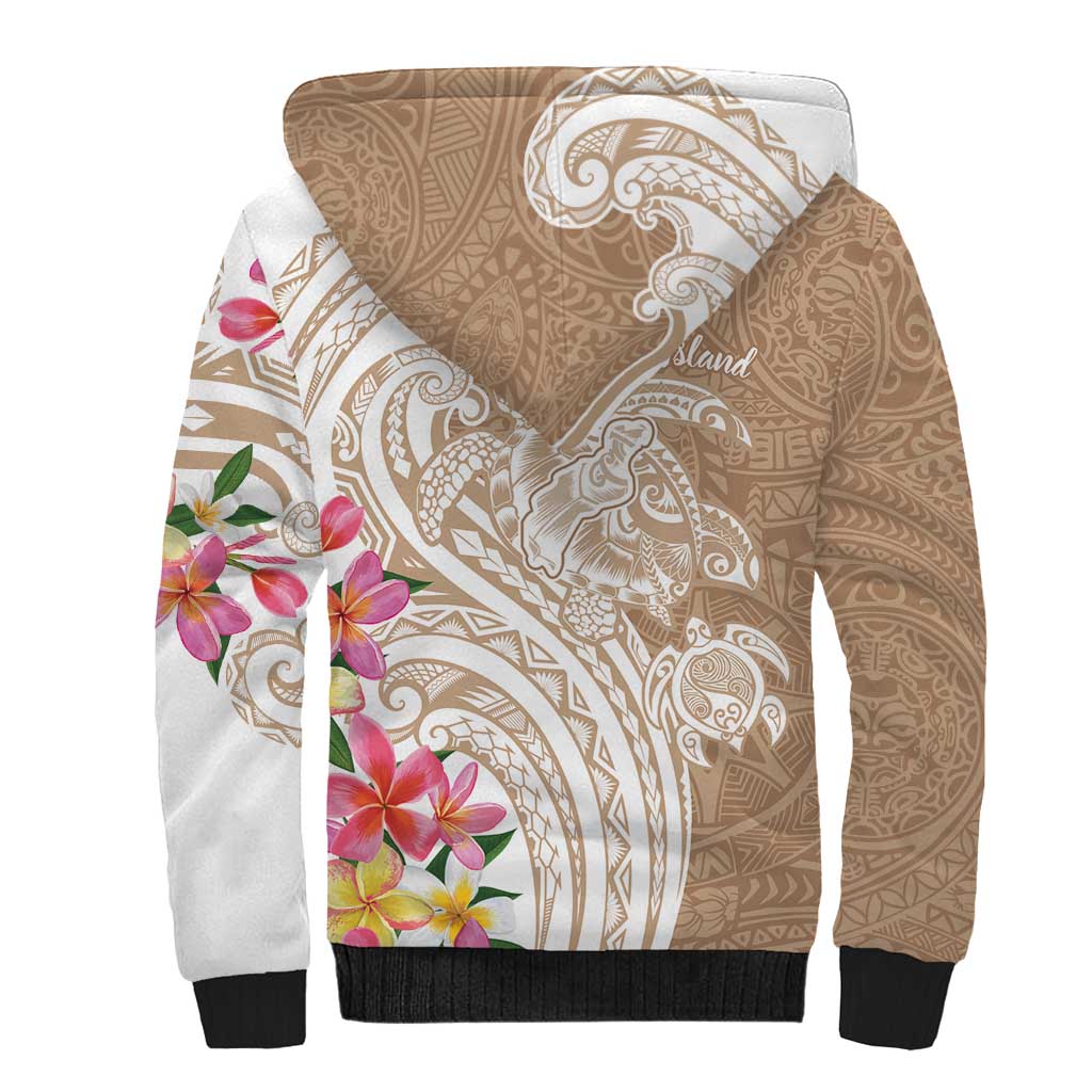 Aloha Niihau Island Personalized Sherpa Hoodie Beige Dreamy Turtle LT7 - Polynesian Pride