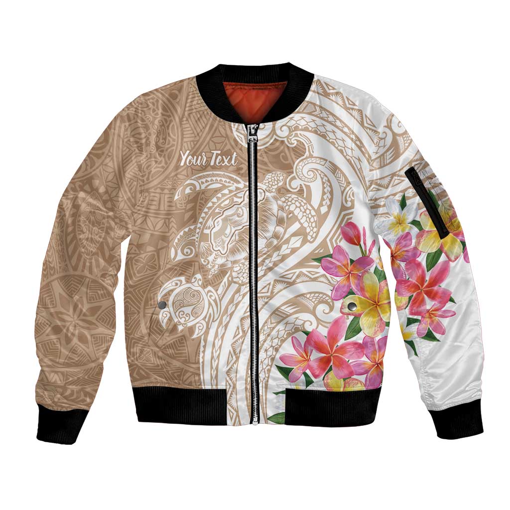 Aloha Ni’ihau Island Personalized Sleeve Zip Bomber Jacket Beige Dreamy Turtle