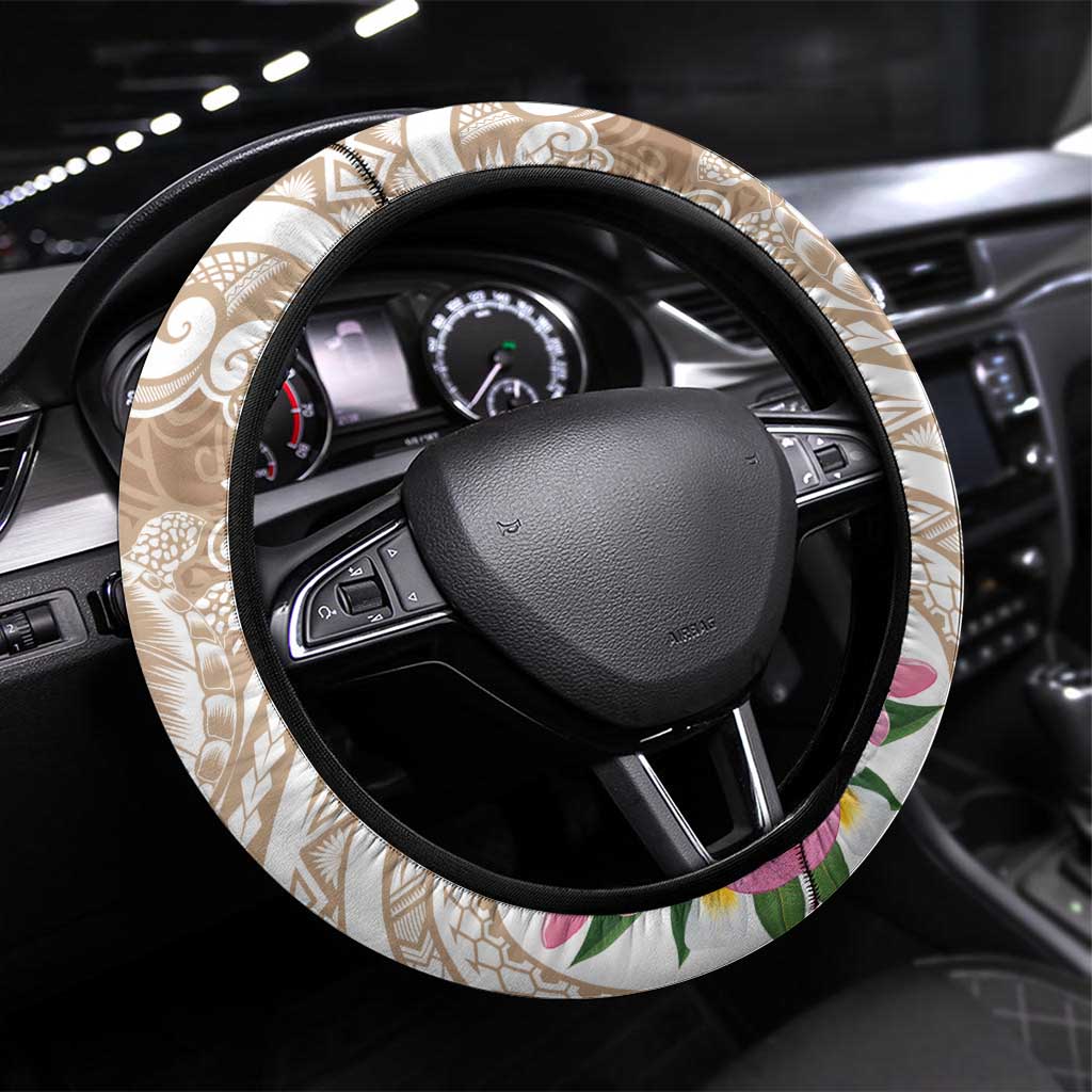 Aloha Niihau Island Steering Wheel Cover Beige Dreamy Turtle LT7 Universal Fit Beige - Polynesian Pride