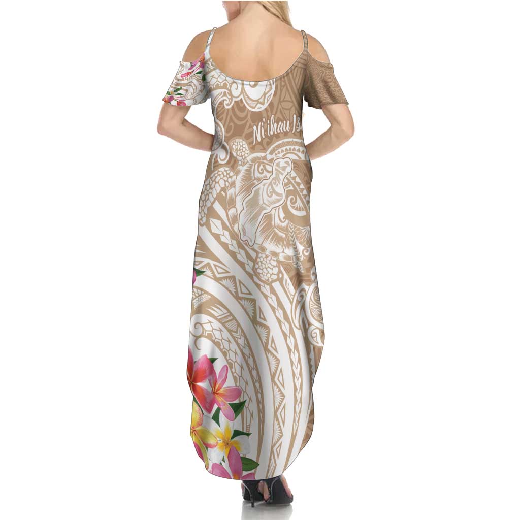 Aloha Ni’ihau Island Personalized Summer Maxi Dress Beige Dreamy Turtle