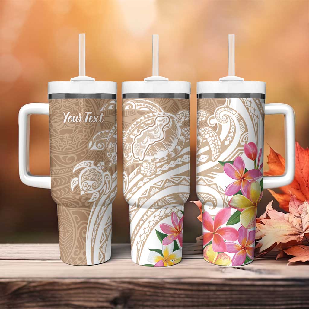Aloha Ni’ihau Island Personalized Tumbler With Handle Beige Dreamy Turtle