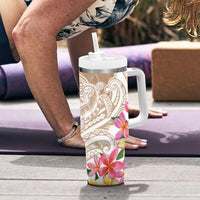 Aloha Ni’ihau Island Personalized Tumbler With Handle Beige Dreamy Turtle
