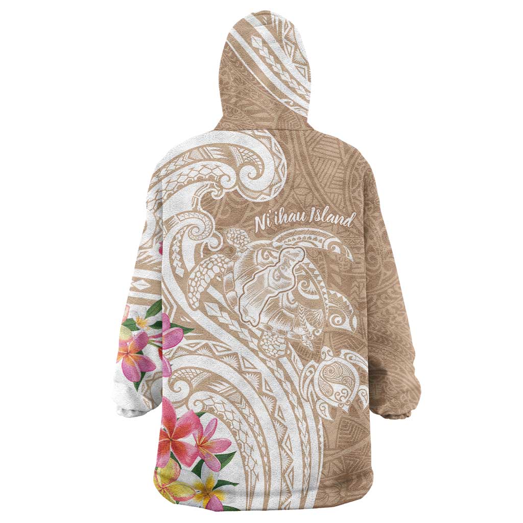 Aloha Niihau Island Personalized Wearable Blanket Hoodie Beige Dreamy Turtle LT7 - Polynesian Pride