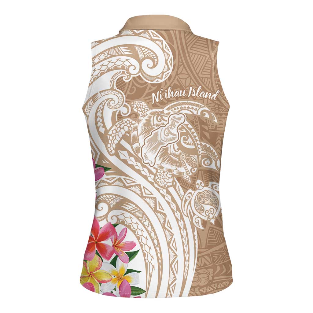 Aloha Ni’ihau Island Personalized Women Sleeveless Polo Shirt Beige Dreamy Turtle