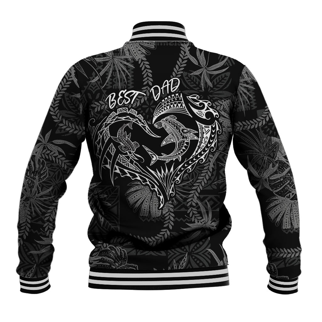 Hawaii Father's Day Vintage Lei Baseball Jacket Hauoli la Makuakane - Black LT7 - Polynesian Pride