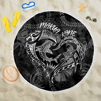 Hawaii Father's Day Vintage Lei Beach Blanket Hauoli la Makuakane - Black LT7 One Size 150cm Black - Polynesian Pride