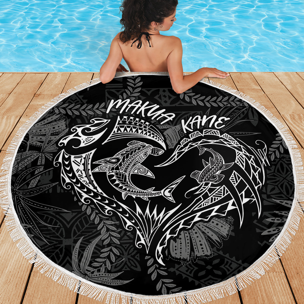 Hawaii Father's Day Vintage Lei Beach Blanket Hauoli la Makuakane - Black LT7 - Polynesian Pride