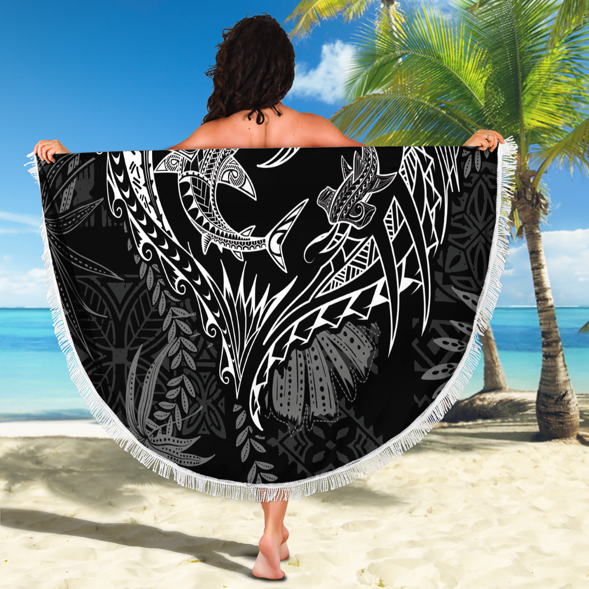 Hawaii Father's Day Vintage Lei Beach Blanket Hauoli la Makuakane - Black LT7 - Polynesian Pride