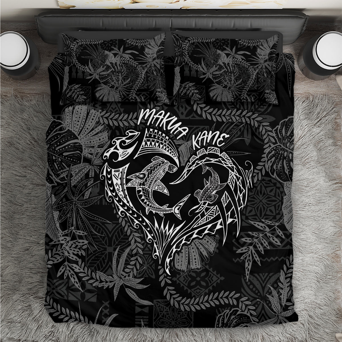 Hawaii Father's Day Vintage Lei Bedding Set Hauoli la Makuakane - Black LT7 Black - Polynesian Pride
