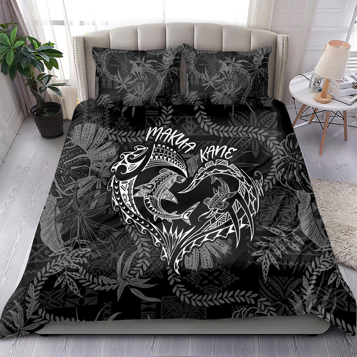 Hawaii Father's Day Vintage Lei Bedding Set Hauoli la Makuakane - Black LT7 - Polynesian Pride
