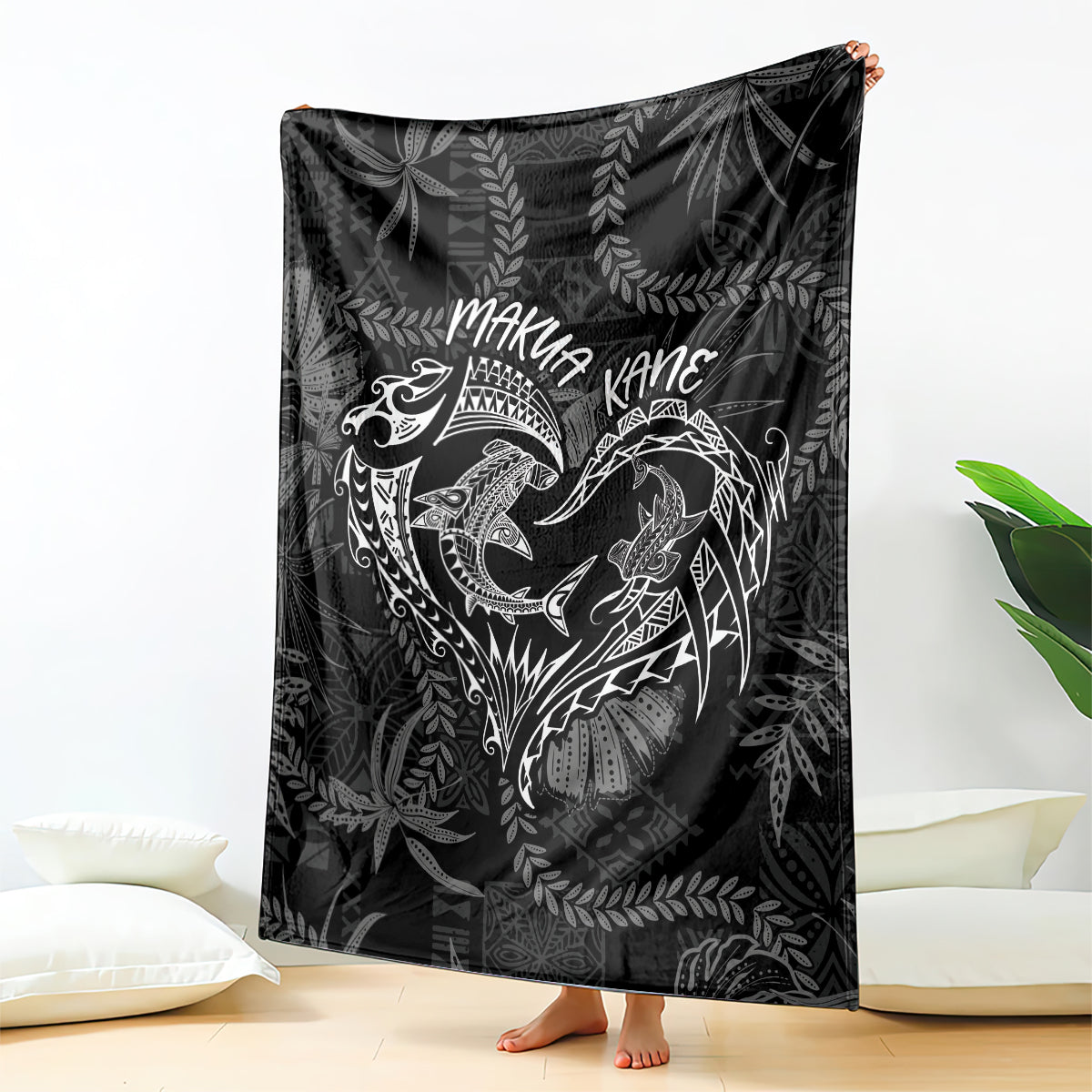 Hawaii Father's Day Vintage Lei Blanket Hauoli la Makuakane - Black LT7 - Polynesian Pride