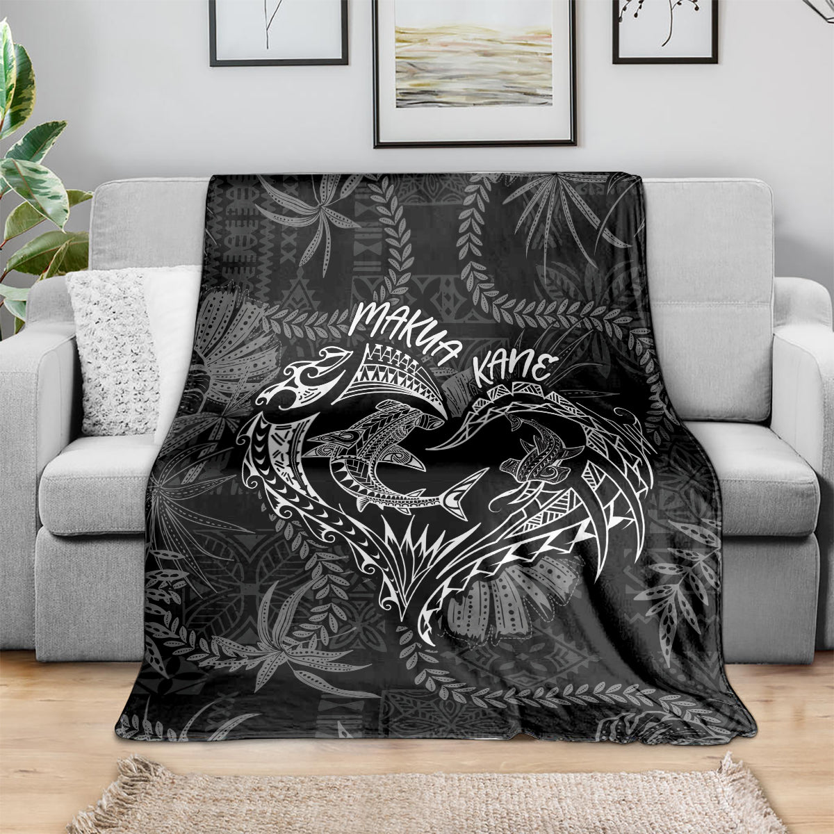 Hawaii Father's Day Vintage Lei Blanket Hauoli la Makuakane - Black LT7 - Polynesian Pride