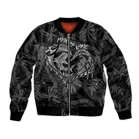 Hawaii Father's Day Vintage Lei Bomber Jacket Hauoli la Makuakane - Black LT7 Unisex Black - Polynesian Pride