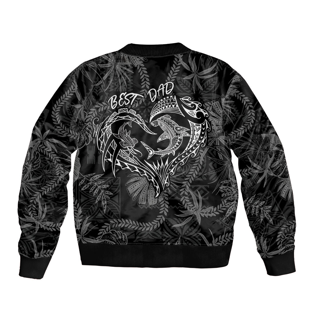 Hawaii Father's Day Vintage Lei Bomber Jacket Hauoli la Makuakane - Black LT7 - Polynesian Pride