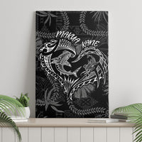 Hawaii Father's Day Vintage Lei Canvas Wall Art Hauoli la Makuakane - Black LT7 - Polynesian Pride