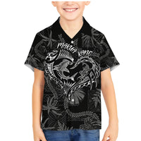 Hawaii Father's Day Vintage Lei Family Matching Mermaid Dress and Hawaiian Shirt Hauoli la Makuakane - Black