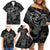 Hawaii Father's Day Vintage Lei Family Matching Off Shoulder Short Dress and Hawaiian Shirt Hauoli la Makuakane - Black