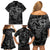 Hawaii Father's Day Vintage Lei Family Matching Off Shoulder Short Dress and Hawaiian Shirt Hauoli la Makuakane - Black