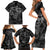 Hawaii Father's Day Vintage Lei Family Matching Short Sleeve Bodycon Dress and Hawaiian Shirt Hauoli la Makuakane - Black