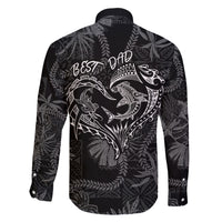 Hawaii Father's Day Vintage Lei Family Matching Short Sleeve Bodycon Dress and Hawaiian Shirt Hauoli la Makuakane - Black