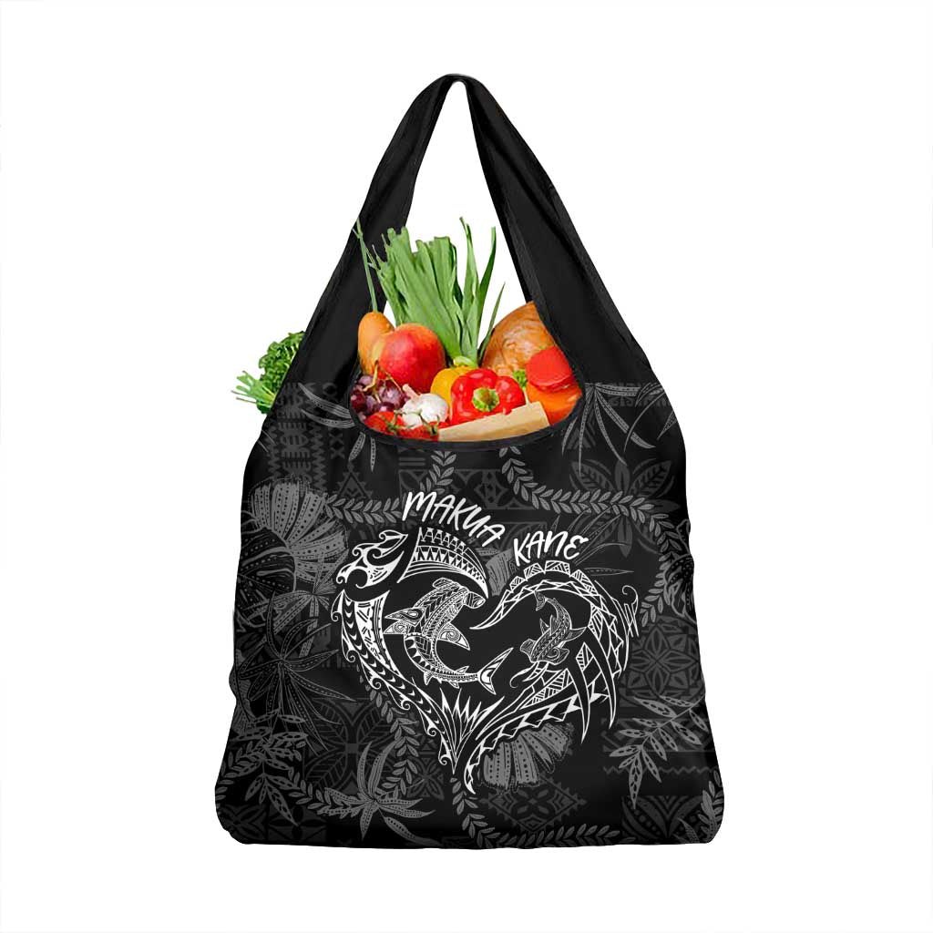 Hawaii Father's Day Vintage Lei Grocery Bag Hauoli la Makuakane - Black LT7 1-pack One Size Black - Polynesian Pride