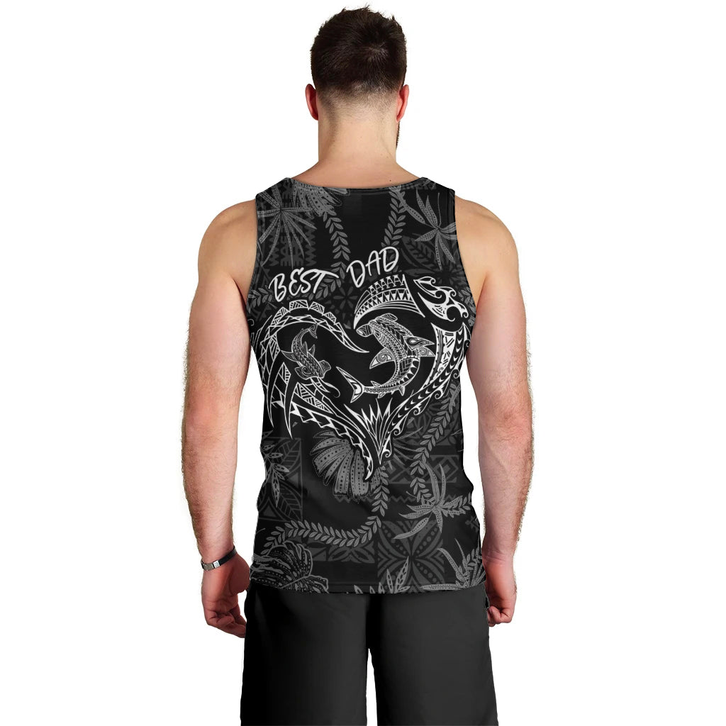 Hawaii Father's Day Vintage Lei Men Tank Top Hauoli la Makuakane - Black LT7 - Polynesian Pride