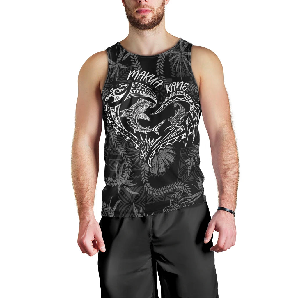 Hawaii Father's Day Vintage Lei Men Tank Top Hauoli la Makuakane - Black LT7 - Polynesian Pride