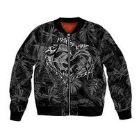 Hawaii Father's Day Vintage Lei Sleeve Zip Bomber Jacket Hauoli la Makuakane - Black LT7 Unisex Black - Polynesian Pride