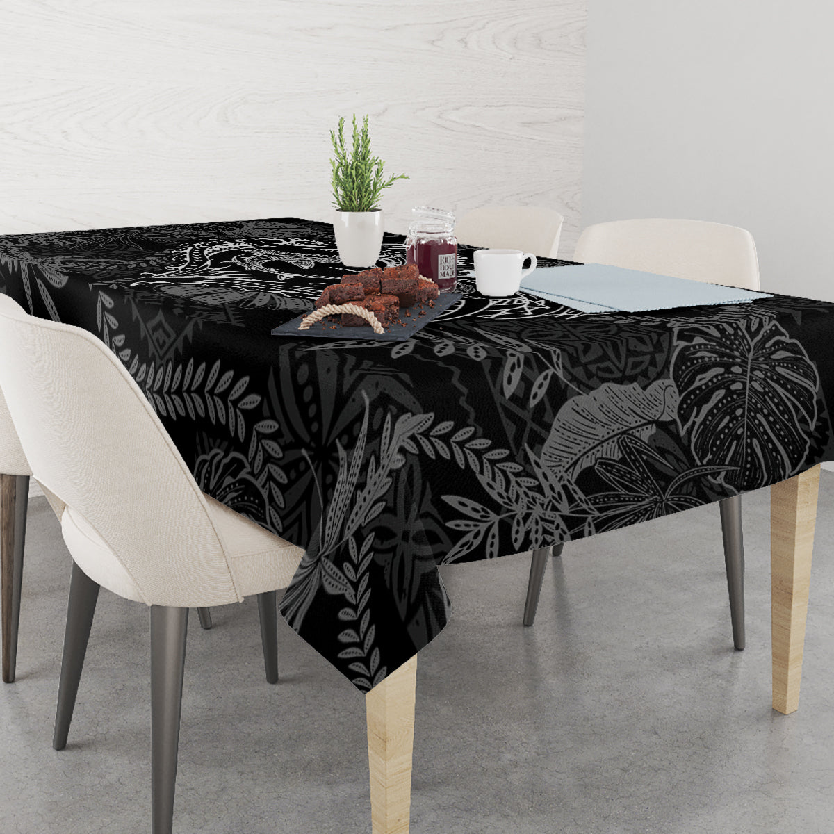 Hawaii Father's Day Vintage Lei Tablecloth Hauoli la Makuakane - Black LT7 - Polynesian Pride