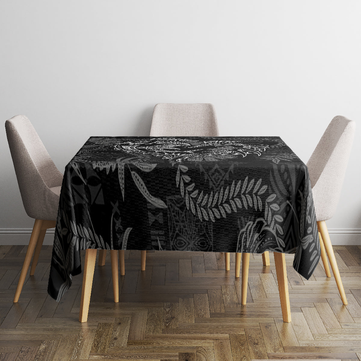 Hawaii Father's Day Vintage Lei Tablecloth Hauoli la Makuakane - Black LT7 - Polynesian Pride