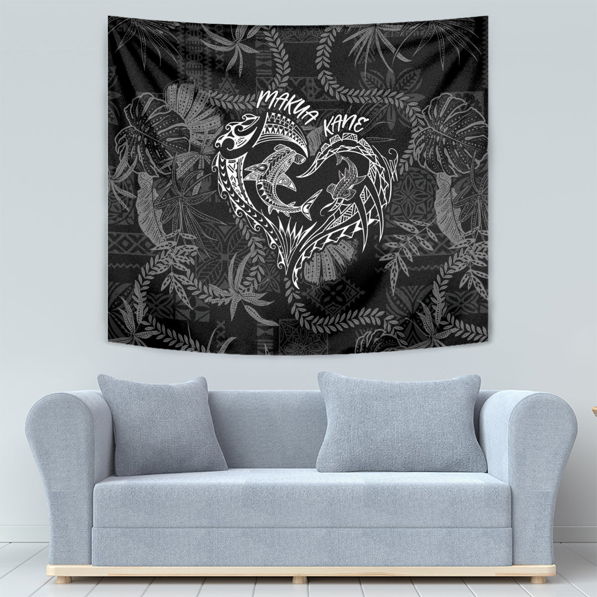 Hawaii Father's Day Vintage Lei Tapestry Hauoli la Makuakane - Black LT7 - Polynesian Pride