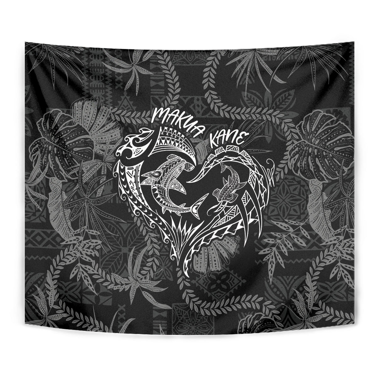Hawaii Father's Day Vintage Lei Tapestry Hauoli la Makuakane - Black LT7 - Polynesian Pride