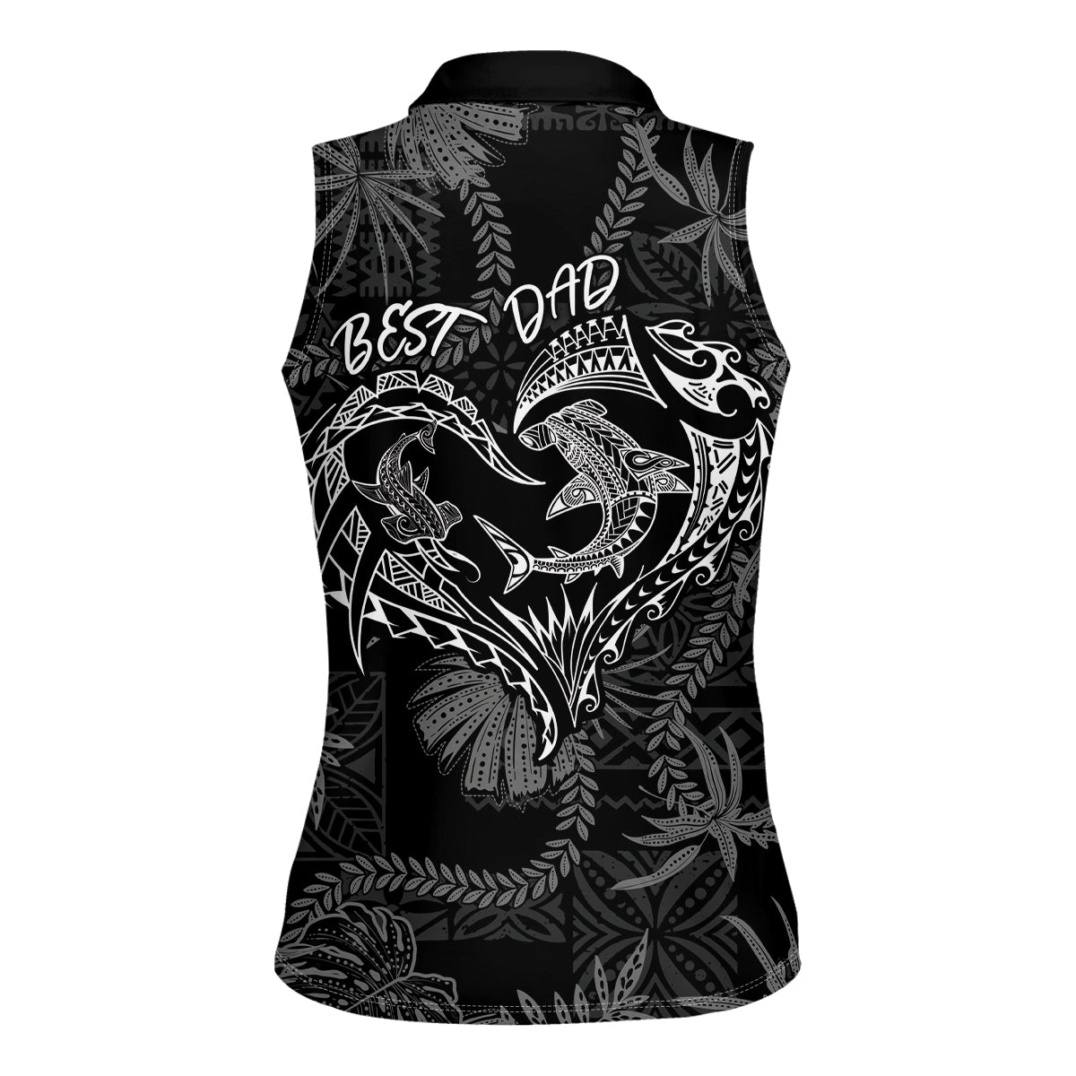 Hawaii Father's Day Vintage Lei Women Sleeveless Polo Shirt Hauoli la Makuakane - Black