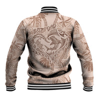 Hawaii Father's Day Vintage Lei Baseball Jacket Hauoli la Makuakane - Beige LT7 - Polynesian Pride