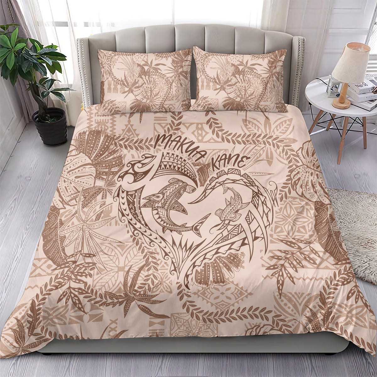 Hawaii Father's Day Vintage Lei Bedding Set Hauoli la Makuakane - Beige LT7 - Polynesian Pride