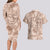 Hawaii Father's Day Vintage Lei Couples Matching Long Sleeve Bodycon Dress and Hawaiian Shirt Hauoli la Makuakane - Beige