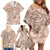 Hawaii Father's Day Vintage Lei Family Matching Off Shoulder Short Dress and Hawaiian Shirt Hauoli la Makuakane - Beige