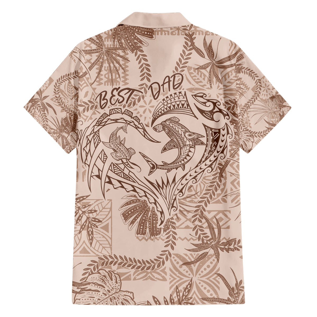 Hawaii Father's Day Vintage Lei Family Matching Short Sleeve Bodycon Dress and Hawaiian Shirt Hauoli la Makuakane - Beige