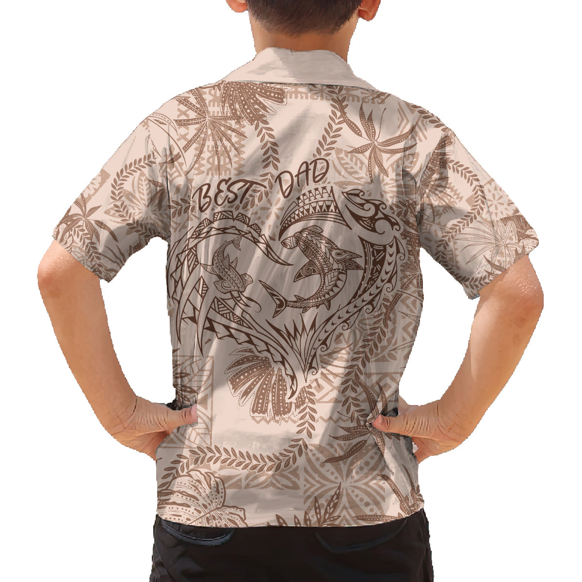 Hawaii Father's Day Vintage Lei Family Matching Tank Maxi Dress and Hawaiian Shirt Hauoli la Makuakane - Beige