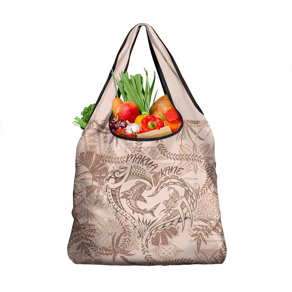 Hawaii Father's Day Vintage Lei Grocery Bag Hauoli la Makuakane - Beige LT7 1-pack One Size Beige - Polynesian Pride